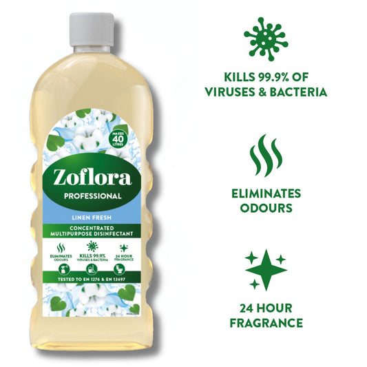 Zoflora Linen Fresh Concentrated Multipurpose Disinfectant Liquid, Antibacterial & Multi-Surface, Pet Safe Disinfectant, Kills 99.9% Of Bacteria & Viruses, 1 X 500 ml