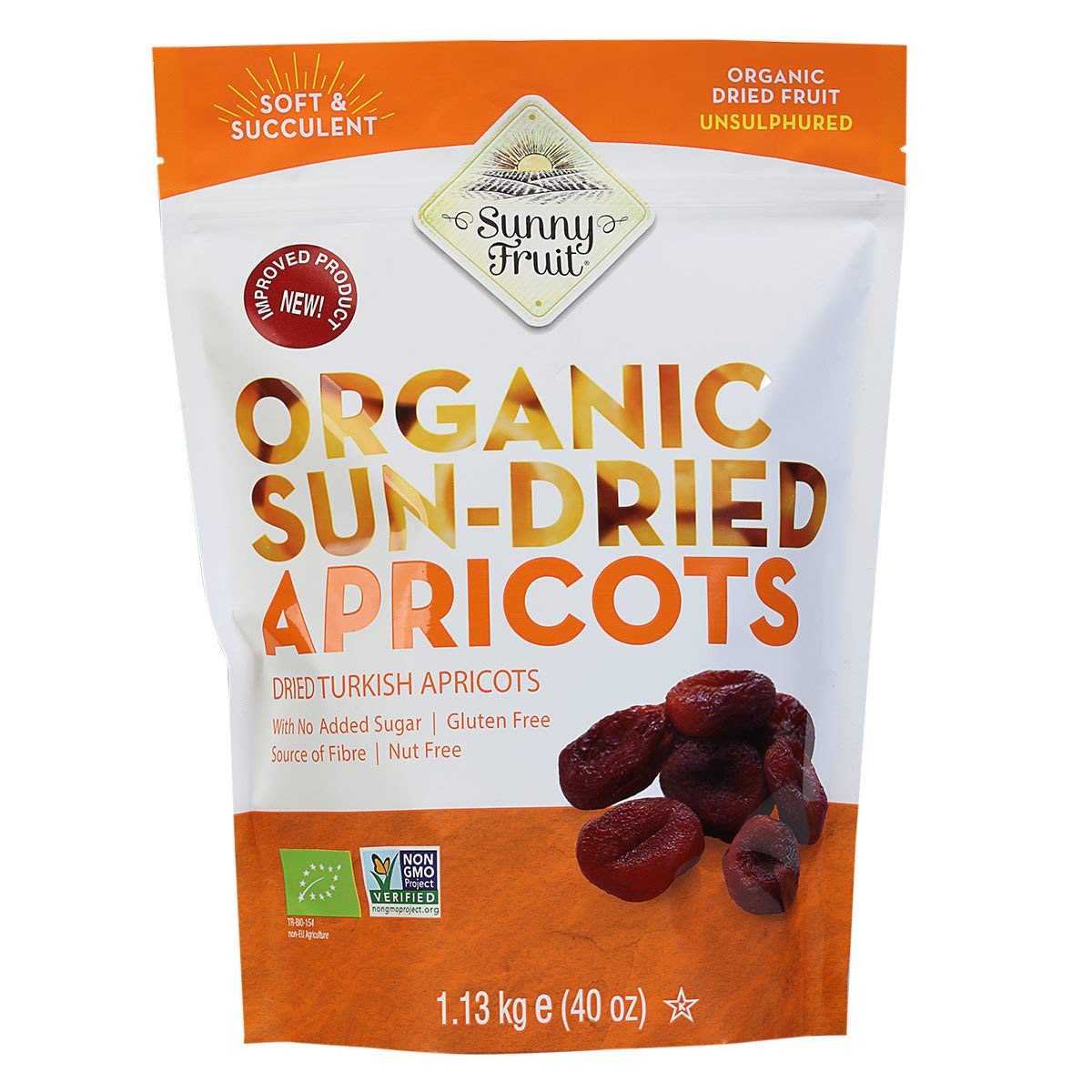 Sunny Fruit Organic Sun Dried Turkish Apricots Natural Juicy Tender Pack 1.13kg