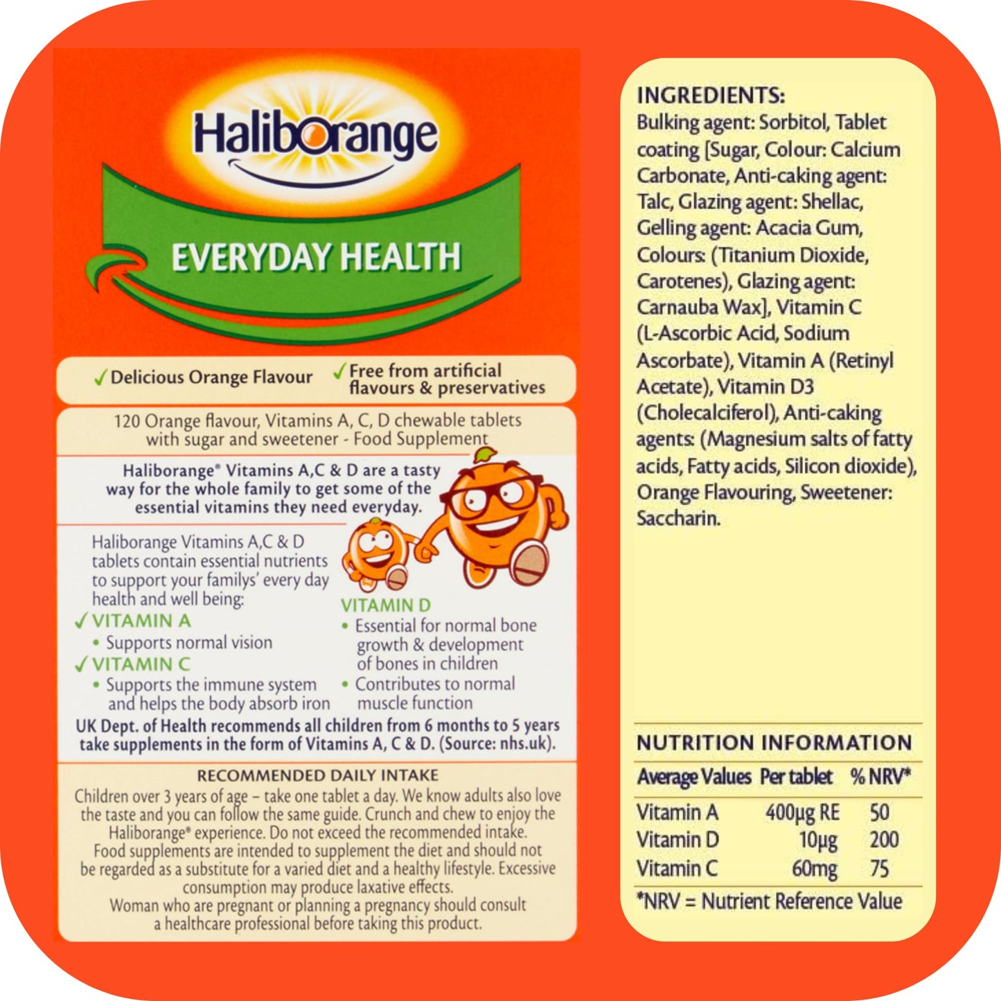 Haliborange Vitamins A C & D, 60 Orange Chewable Tablets