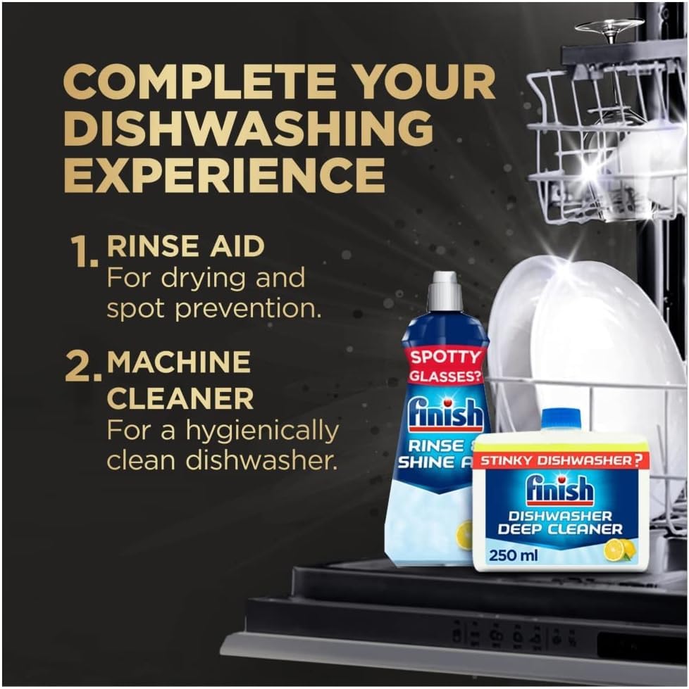 Finish Ultimate Infinity Shine Dishwasher Tablets bulk | Scent : Lemon | Size: 200 Dishwasher Tabs (100 tabs x 2) |Ultimate Clean and Shine