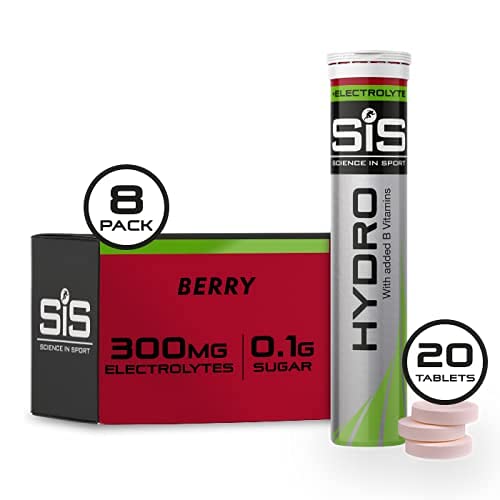 SiS Go Hydro, Zero Sugar Effervescent Electrolyte Tablets, for Improved Hydration and Recovery. (Berry) 8 x 20 Pack