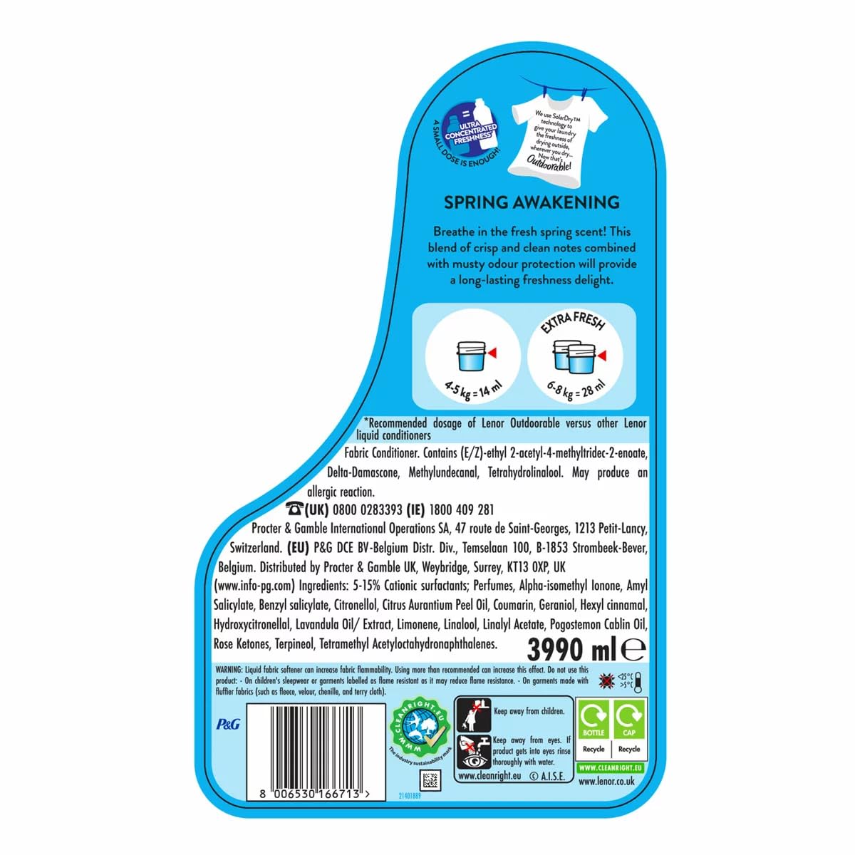 Lenor Outdoorable Spring Awakening Fabric Conditioner, 285 Wash (3.99L)