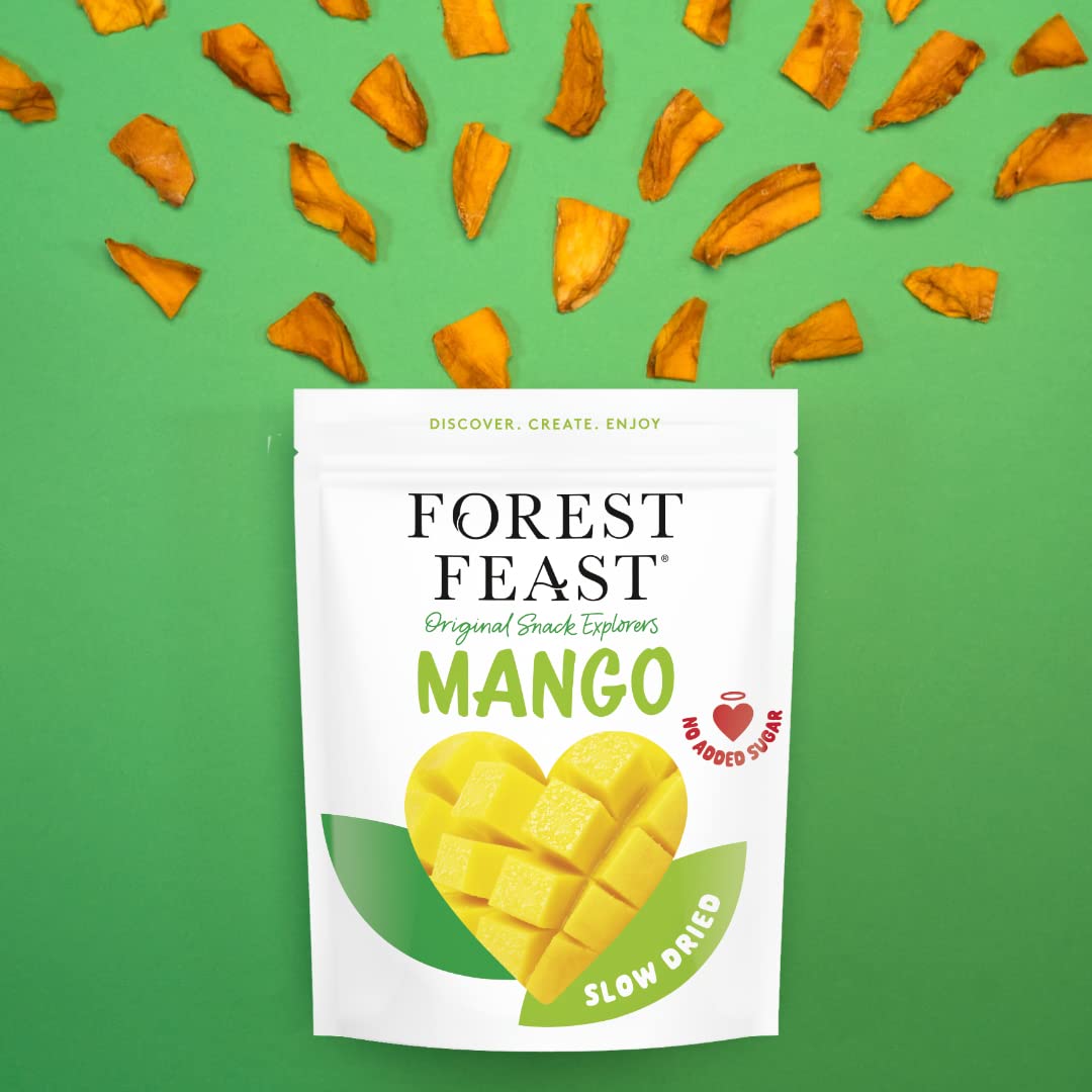 FOREST FEAST Exotic Dried Natural Mango 650g | Snack Size Pieces of Dried Fruit Mango with No Added Sugar & High in Fibre | Ready to Eat Snack, Vegan Option