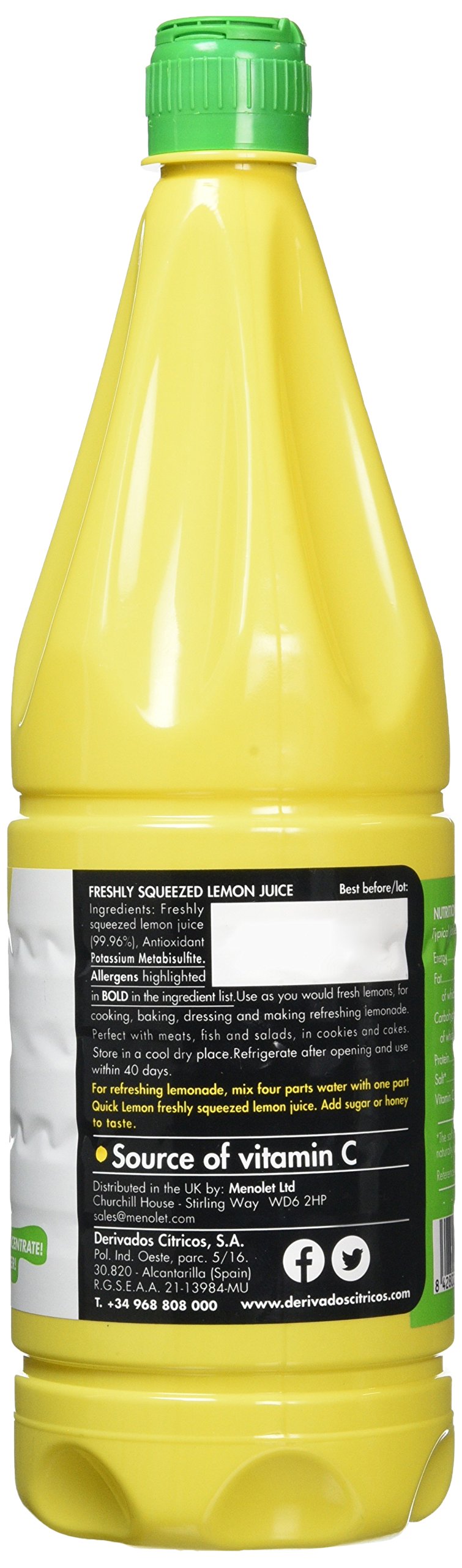 Quick Lemon Juice - Not from Concentrate 1000ml/1 Litre (Pack of 2)