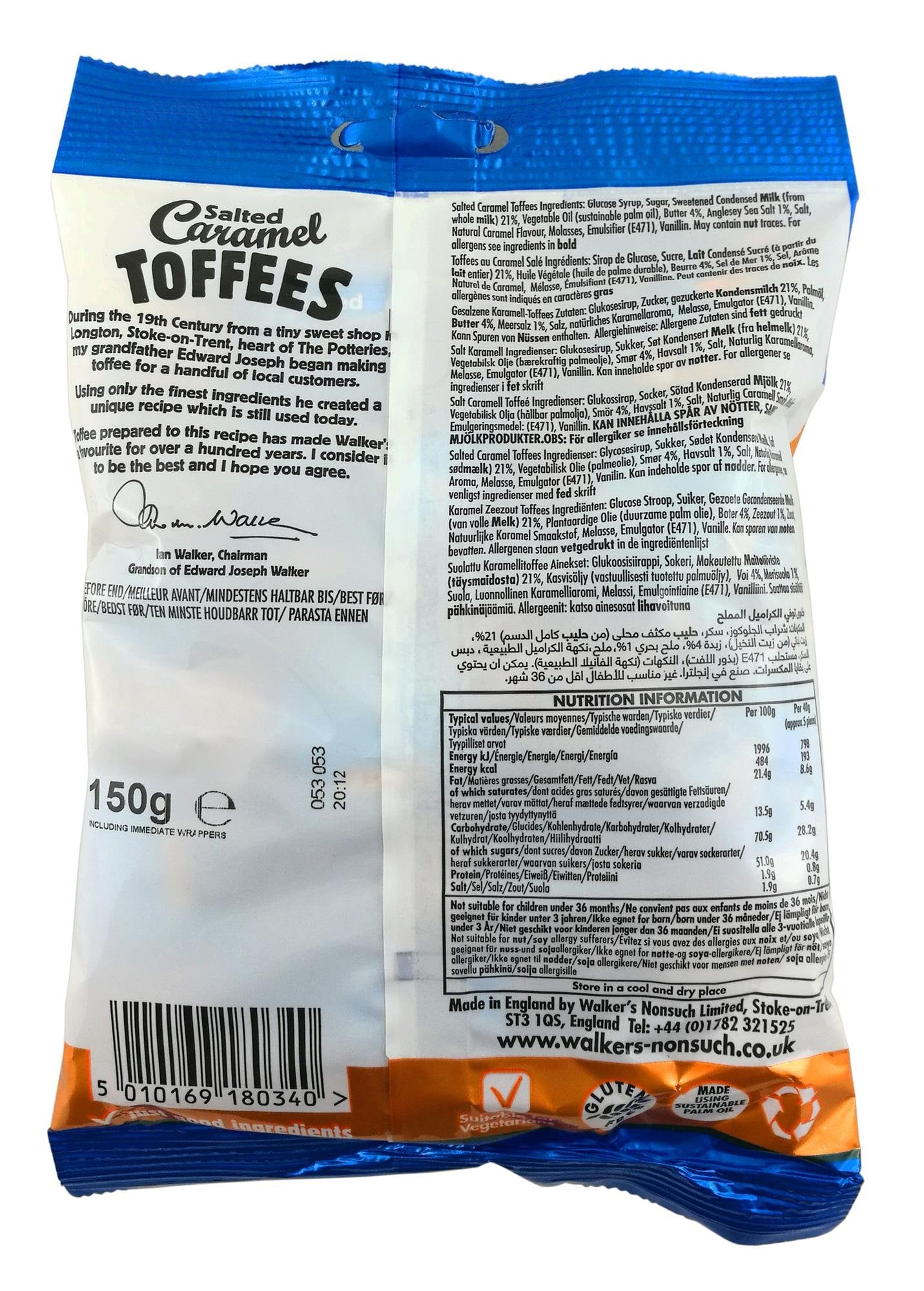 Walkers Salted Caramel Toffees (6 x 150g)