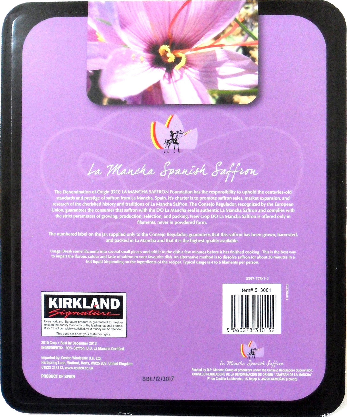 Kirkland Signature La Mancha Spanish Saffron - 1g Jar