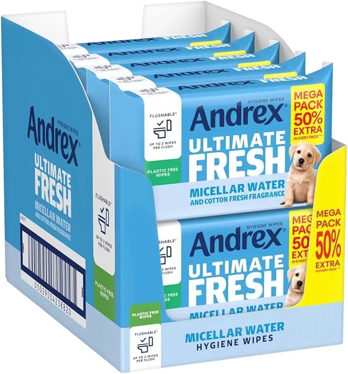 Andreex Ultimate Fresh Washlets, Wipes (Fresh Washlets, 10 x 56 Wipes)