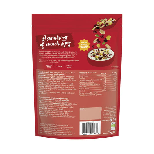 Just Live a Little Toppers Pomegranate & Almond 1kg | Trail Mix Cereal Topper, Dried Fruit Snack with Almonds, Pumpkin Seeds, Pomegranate, Cranberries & Raisins | Healthy Trail Mix