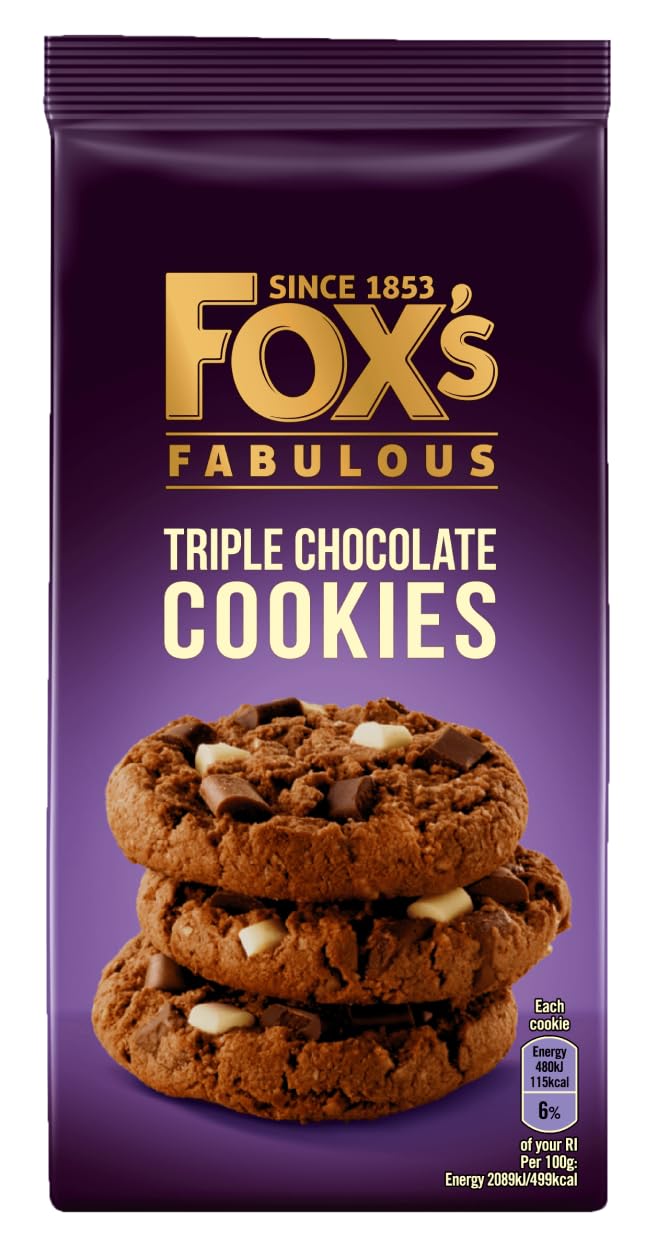 Fox's Fabulous Cookies - 4x 180g Milk Chocolate Choc Chunk & 4x Triple Chocolate
