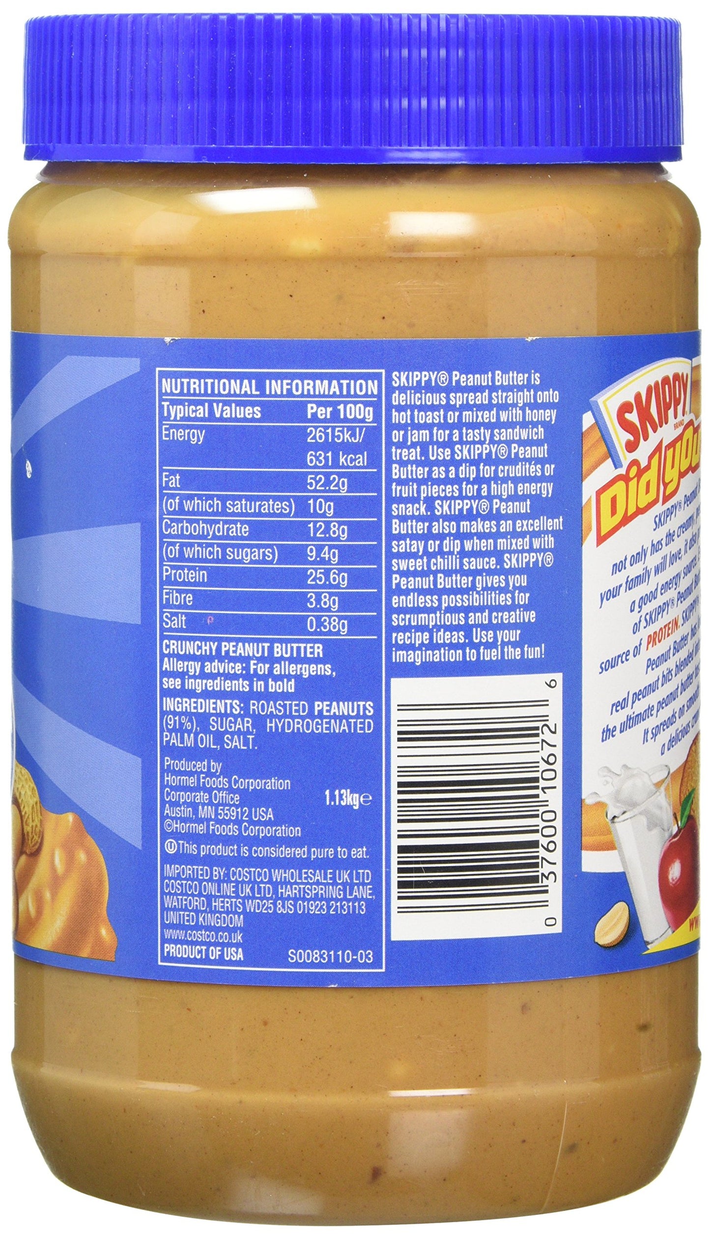 Skippy Extra Crunchy Super Crunch Peanut Butter 1.13Kg