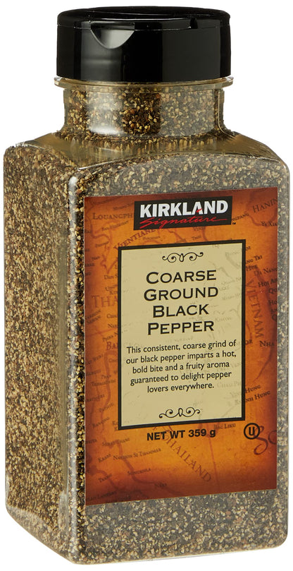 Kirkland Signature Spice Seasoning Dressing Coarse Ground Black Pepper Jar, 359 g