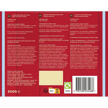 Irish Rover Premium Dog Treats, Beef Sticks, 100% Beef, Grain Free, High in Protein, 500g