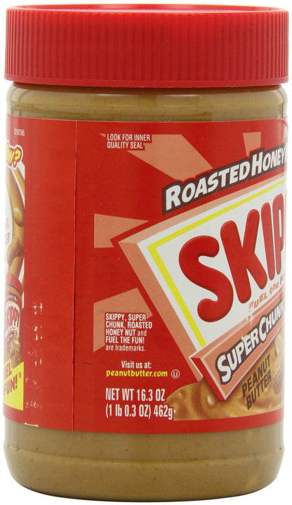 SKIPPY Peanut Butter, Roasted Honey Nut Super Chunk, 16.3-Ounce Jars (Pack of 6)