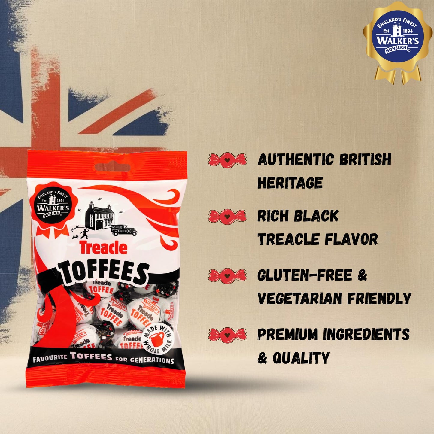 Walkers Treacle Toffee - 3 x 150gm