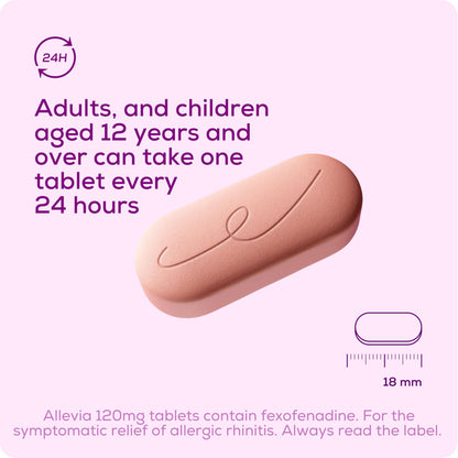 Allevia Allergy Tablets | 70 Tablets | 120mg Fexofenadine | 24hr Relief Acts within 1 Hour | Non-drowsy in Most People | Relieves Hayfever, Pet, Dust and Mould Allergies