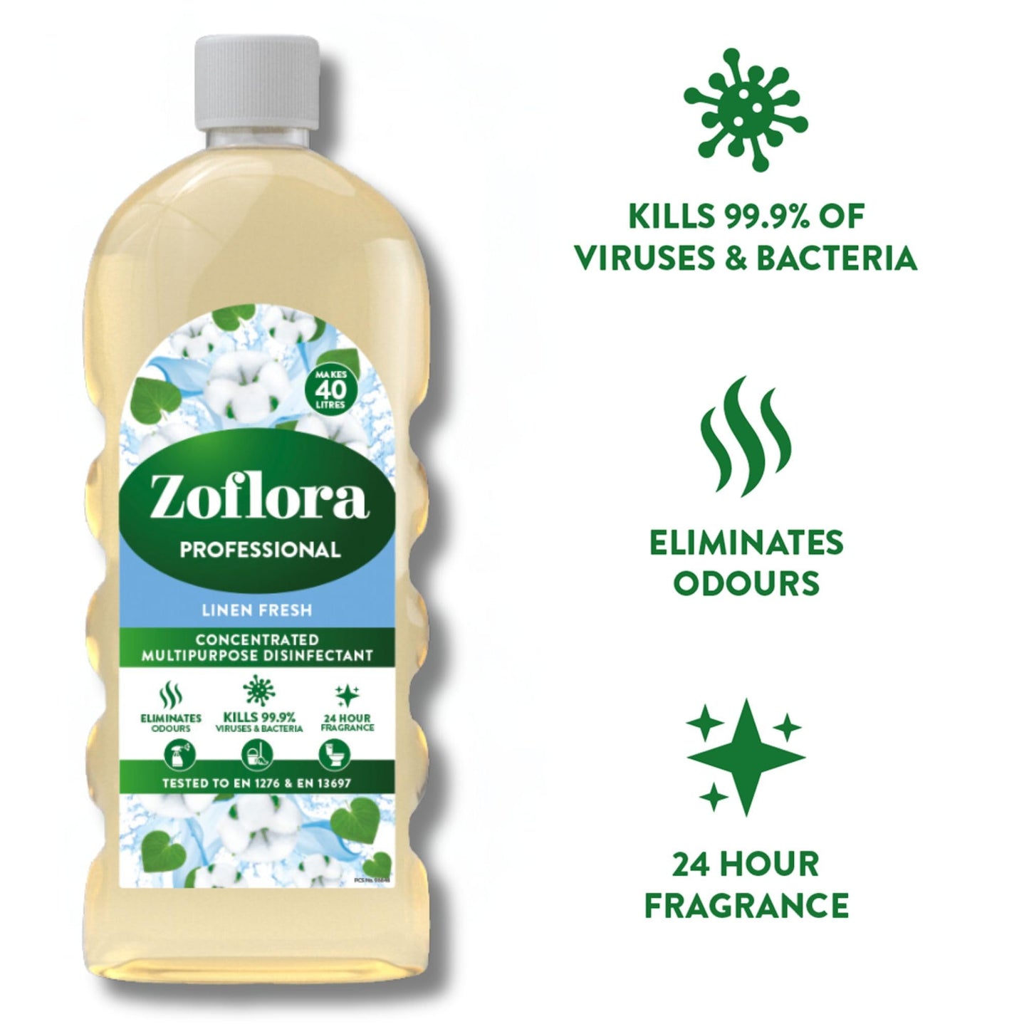 Zoflora Linen Fresh Concentrated Multipurpose Disinfectant Liquid, Antibacterial & Multi-Surface, Pet Safe Disinfectant, Kills 99.9% Of Bacteria & Viruses, 1 X 500 ml