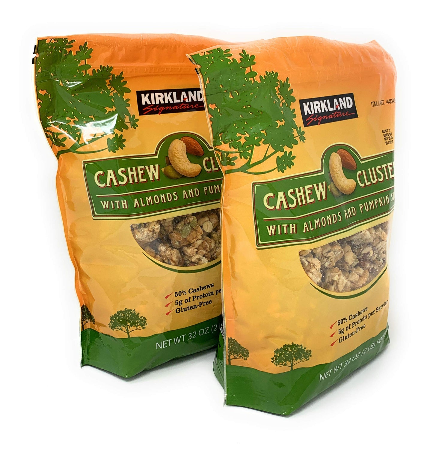Kirkland Signature Cashew Clusters With Almonds And Pumpkin Seeds: 2 Bags Of 32 Oz