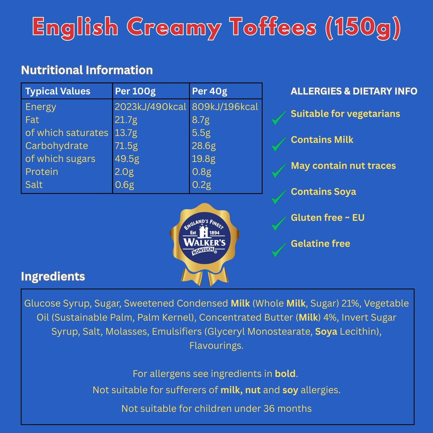 Walkers English Creamy Toffees 150g
