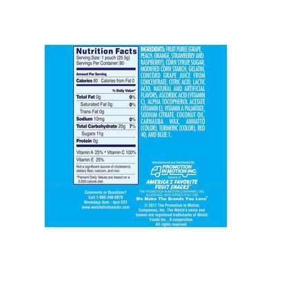 Welch's Fruit Snacks, Mixed Fruit, Fat Free Snacks, (80-0.9oz. Pouches Per Box)