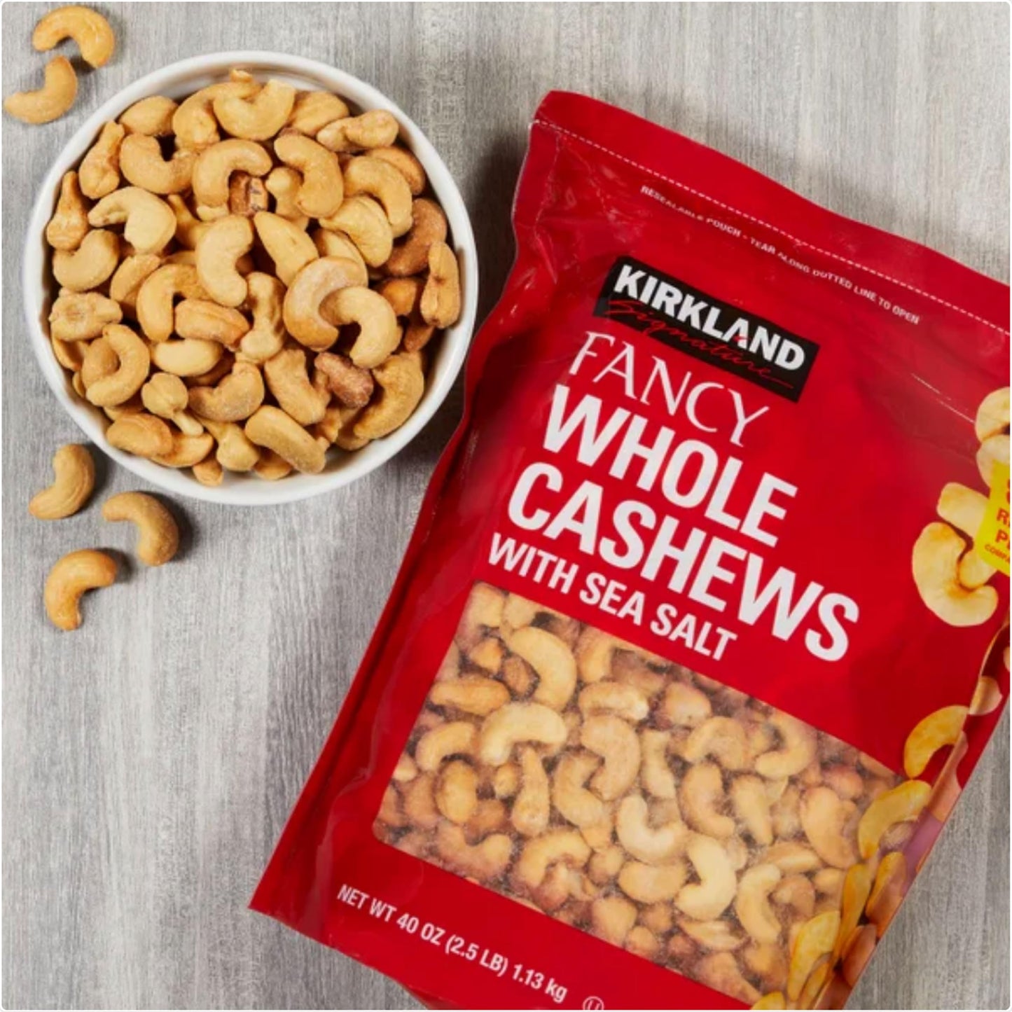 Kirkland Signature Whole Fancy Cashews, 1.13 Kilogram (2.5 Pound)