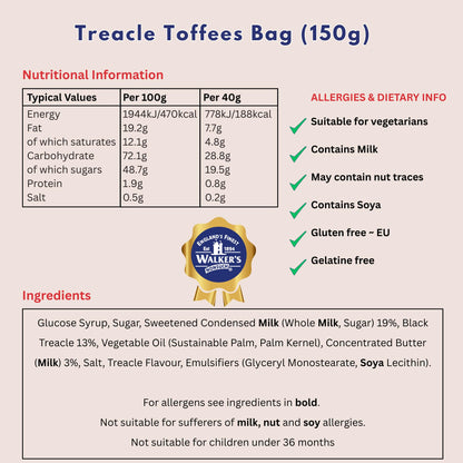 Walkers Treacle Toffee - 3 x 150gm