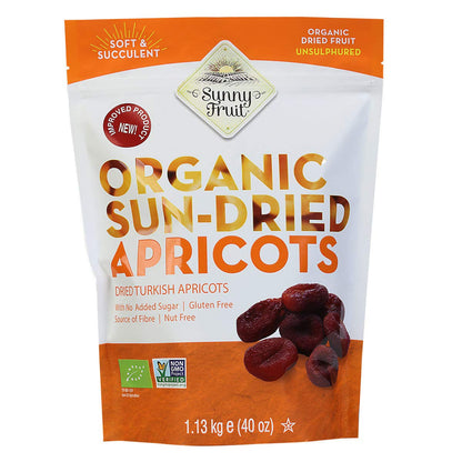 Sunny Fruit Organic Sun Dried Turkish Apricots Natural Juicy Tender Pack 1.13kg