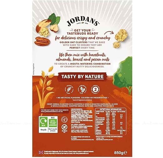 Jordans Country Crisp Chunky Nuts Pack of 1 x 850g | Bigger Pack | Delicious Crispy & Crunchy Oat Clusters with Chunky Nuts