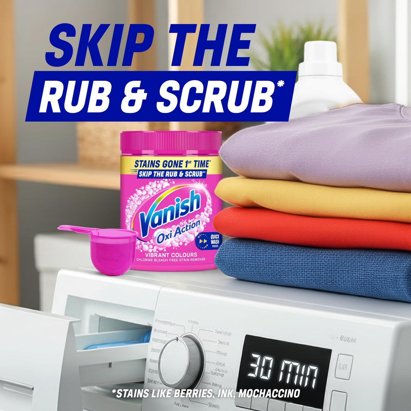 Vanish Gold Oxi Action Stain Remover & Laundry Booster Powder for Colours 1.9 kg | Removes Tough Stains at 20°C in 30 Mins in Just One Wash | Safe on Everyday Fabrics (Packaging May Vary)