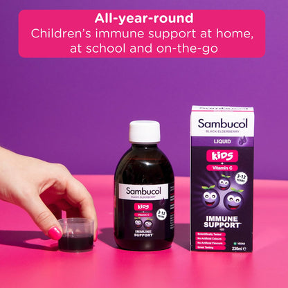 Sambucol Natural Black Elderberry Kids Liquid | Vitamin C | Immune Support Supplement | 230ml