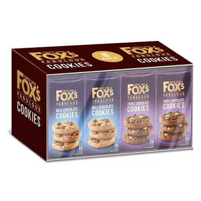 Fox's Fabulous Cookies - 4x 180g Milk Chocolate Choc Chunk & 4x Triple Chocolate