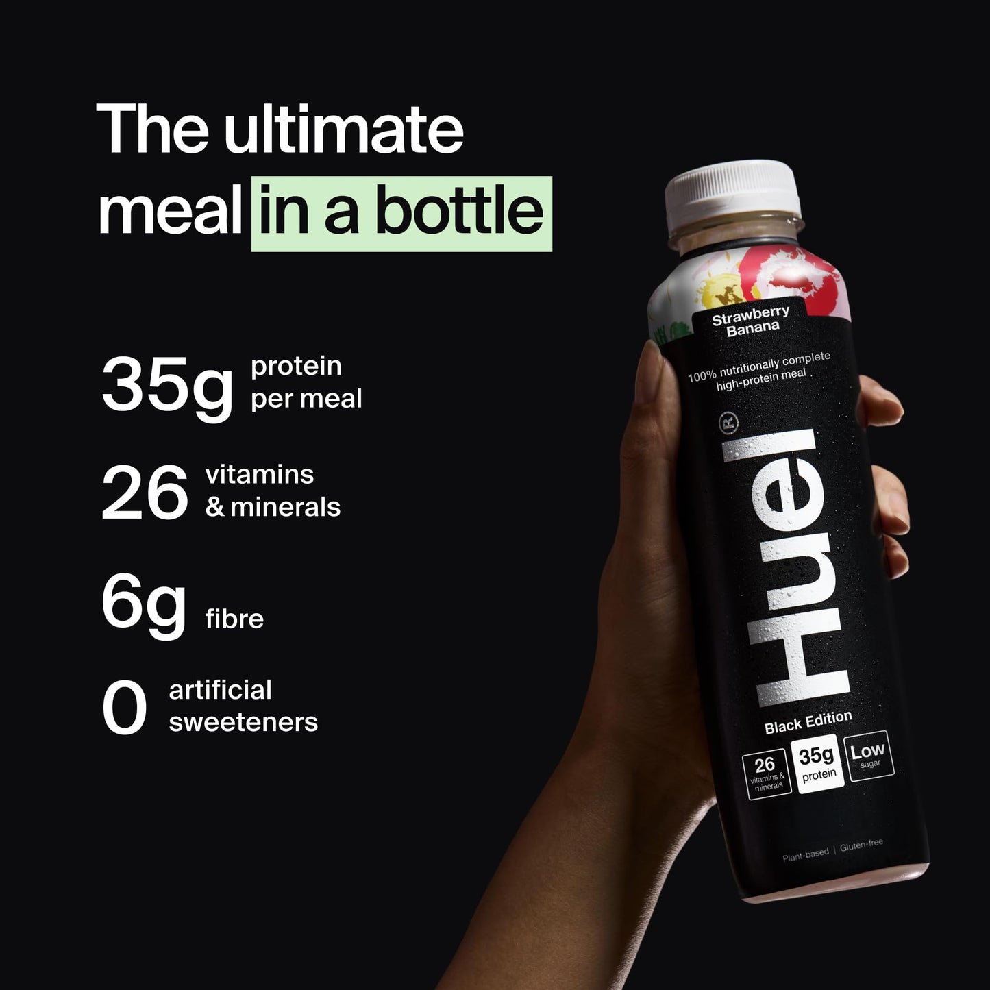 Huel Black Edition Ready-to-drink, Protein Shakes, High Protein Drink, 35g Protein Per Bottle, Rich in Vitamin D, Fatty Acids, Calcium, Ready Meals