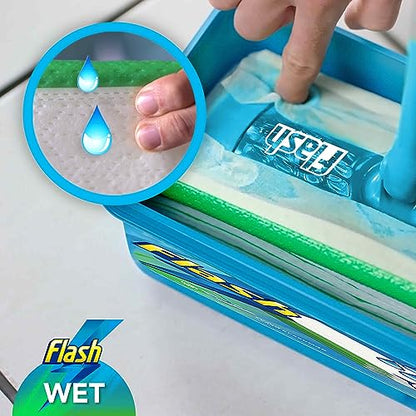 Flash Speedmop Wet Floor Cleaning Wipes, 96 Cloths (24x4), Antibac Lemon Multi-Surface, Trap & Lock Daily Dirt, Grease & Grime Without Getting Down On Your Knees ( Package may vary)