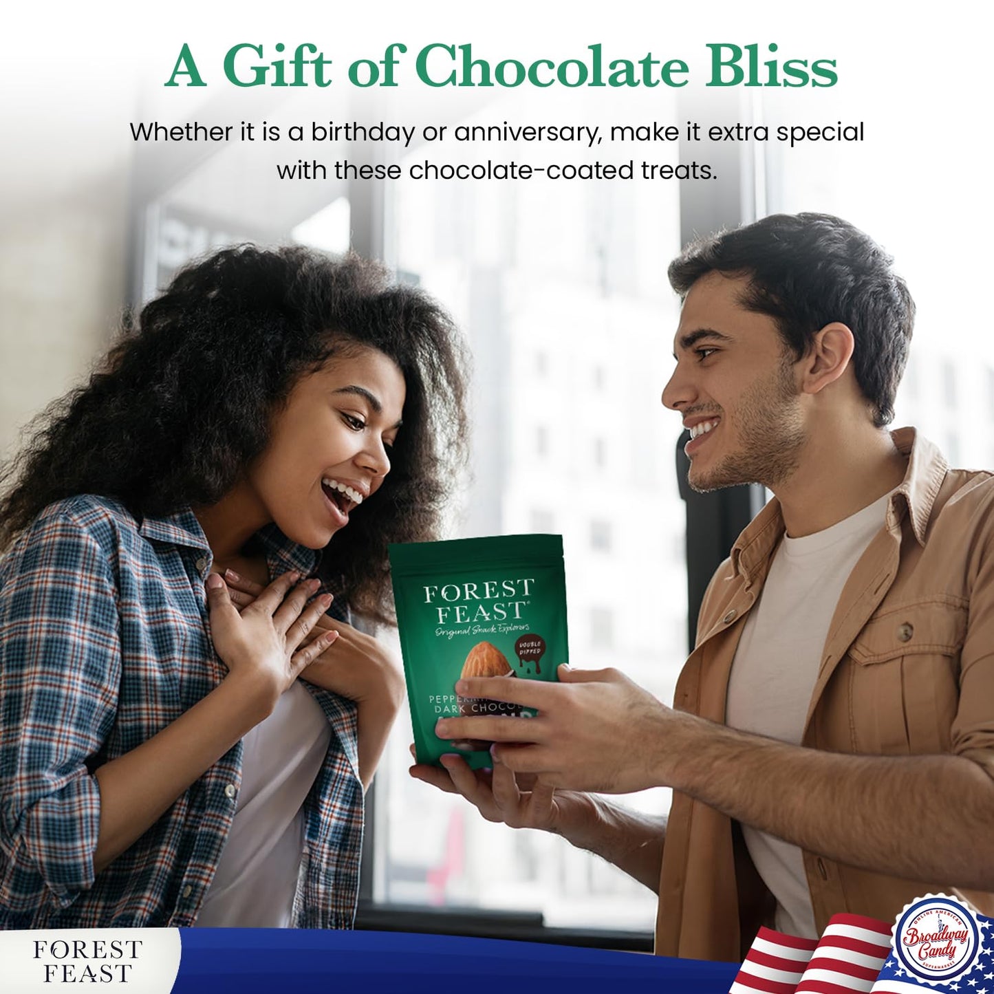 Forest Feast Peppermint Cream Dark Chocolate Almonds, 120g