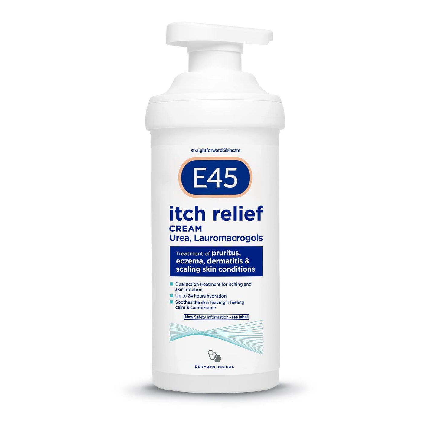 E45 Itch Relief Cream 500g – Treatment for Eczema, Dry Skin, Dermatitis and Itchy Skin – Instant 24-Hour Hydration with Urea for Moisture Retention - Perfume free and dermatologically tested