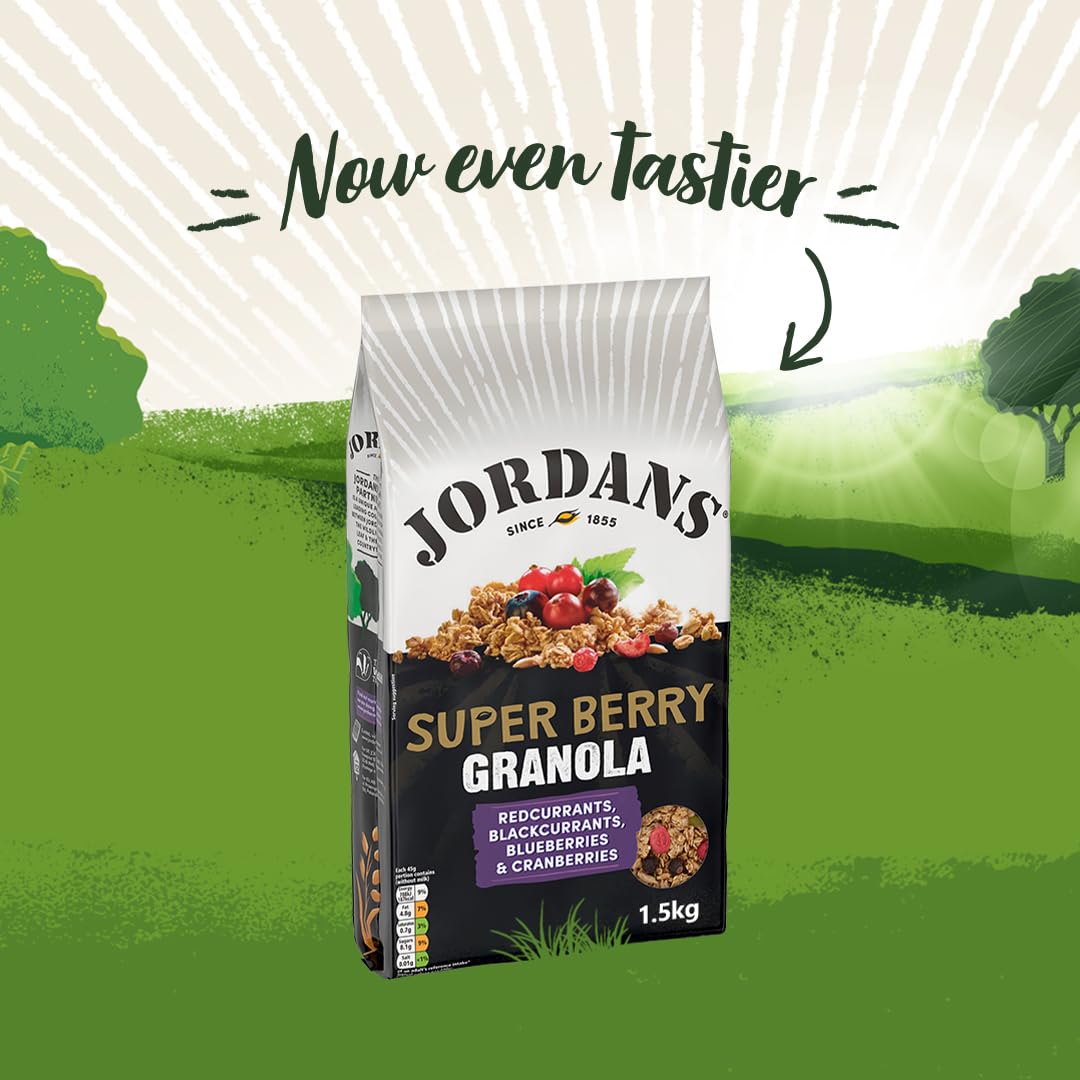 Jordans Granola Super Berry, Breakfast Cereal, High Fibre, 4 Packs of 1.5kg