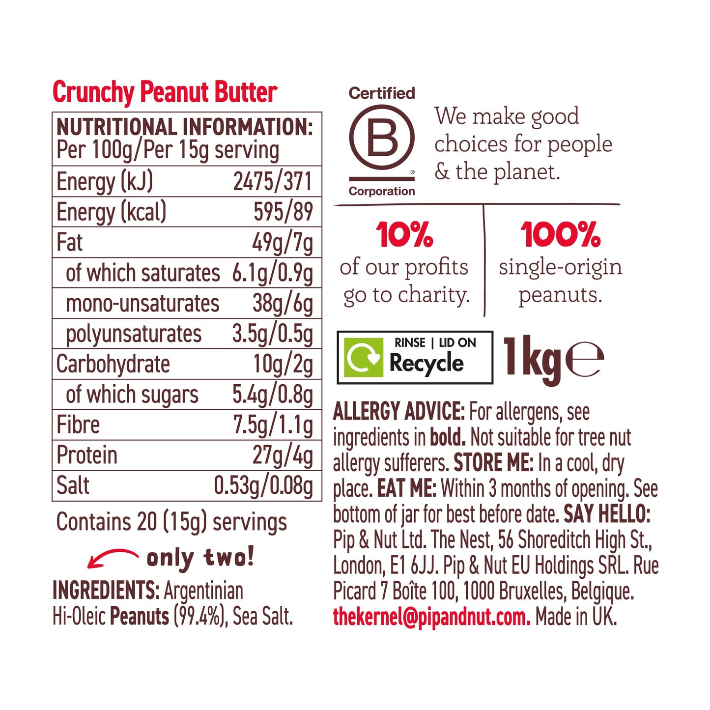 Pip & Nut Crunchy Peanut Butter
