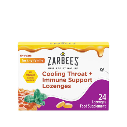 Zarbee’s Cooling Throat + Immune Support Lozenges, Calm and Cool Your Throat with Real Honey and Peppermint Oil Extract. Also Contains Vitamin C and Zinc, No Artificial Colours or Flavours, 36 Count