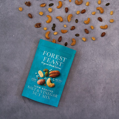 Forest Feast Slow Roasted Salt & Vinegar Nut Mix 1kg | Sea Salt & Cider Vinegar Roasted Nut Mix with Cashews, Almonds, Peanuts, Pecans & Pumpkin Seeds | Vegan Snack