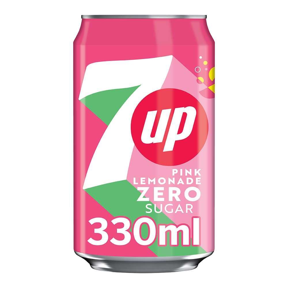 7UP Zero Pink Lemonade, 330ml Can (Pack of 24)