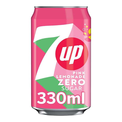7UP Zero Pink Lemonade, 330ml Can (Pack of 24)