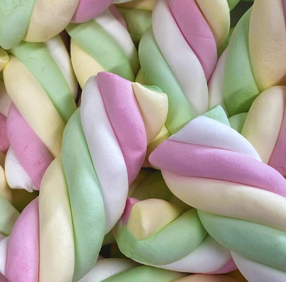 Frisia Rainbow Marshmallow Sweets Bulk - Delivered in a Genuine Old Scool Sweets Box 680g Twister Cable Mallows Confectionery with Cream Vanilla Tub
