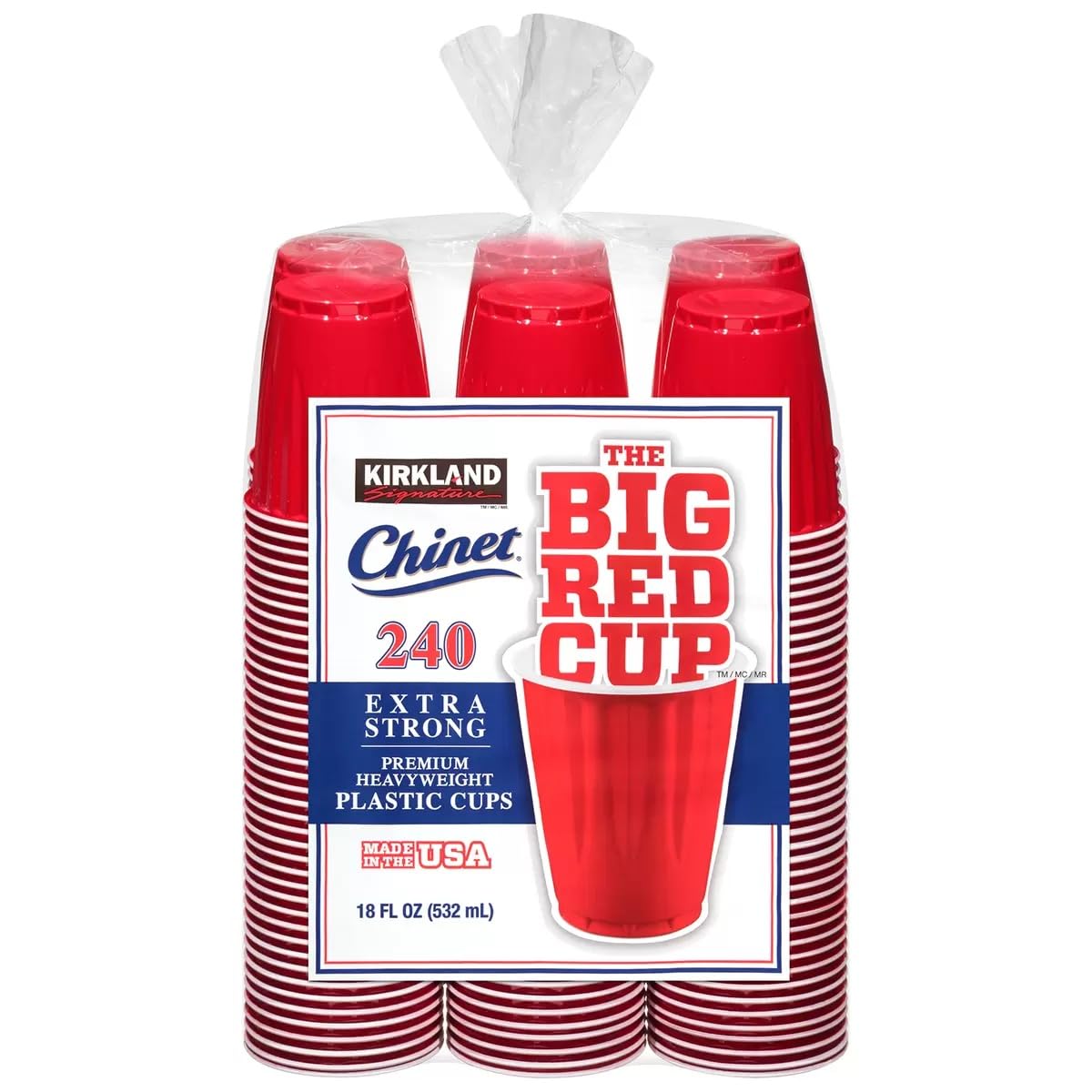 EVAXO Kirkland Signature Chinet 18 Oz Red Cups (240Count), 240Count