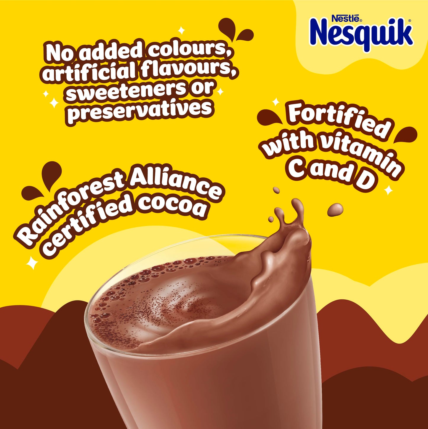 Nesquik Chocolate Flavoured Milkshake Powder, with Vitamin C & D, 1kg Tub (Pack of 1)