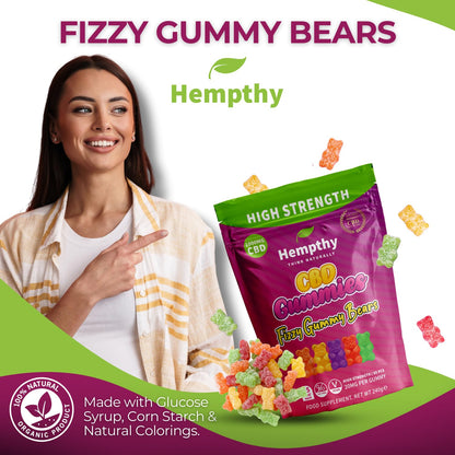 Hempthy High Strength CBD Gummies 1000mg, 20mg x 50 Gummies, HIGH Strength CBD Gummy Bears, 1000mg Total CBD, THC Free, Best UK CBD Gummy Bears