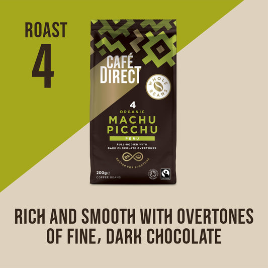 Cafédirect Fairtrade Machu Picchu Whole Bean Arabica Coffee, 200 g (Pack of 6)