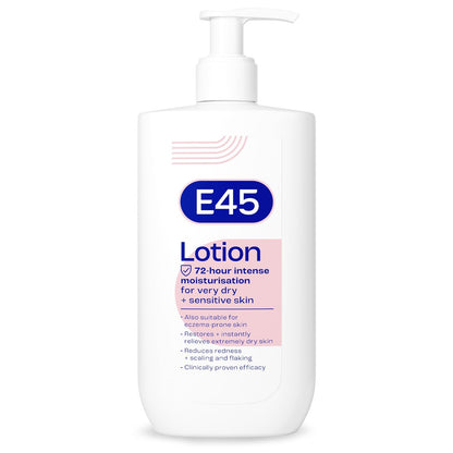 E45 Dermatological Moisturising Lotion 200 ml – Body Lotion – Daily Moisturiser for Long-Lasting Hydration for Dry Skin and Sensitive Skin – Protect from Dryness, Reduce Redness and Flaking