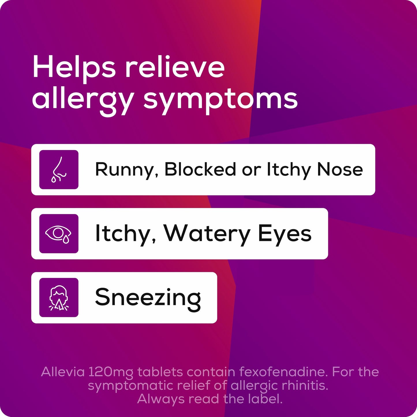 Allevia Allergy Tablets | 70 Tablets | 120mg Fexofenadine | 24hr Relief Acts within 1 Hour | Non-drowsy in Most People | Relieves Hayfever, Pet, Dust and Mould Allergies
