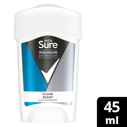 2 x 45ml Sure Men Maximum Protection 48H Anti-Perspirant Deodorant - Clean Scent