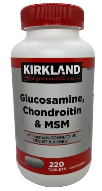 Kirkland Signature Glucosamine, Chondroitin & MSM, 220 Tablets – Triple Action Formula for Joint Health, Flexibility & Mobility Support