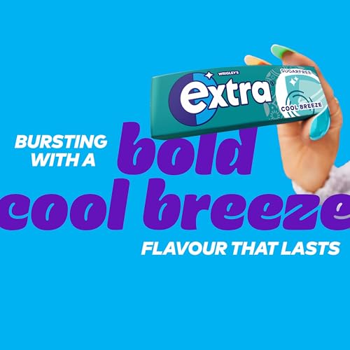 Wrigley Extra Chewing Gum Sugar Free, Cool Breeze Flavour, 30 Packs of 10